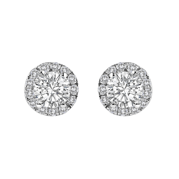 14K White Gold 1.0 Cttw Lab-Grown Diamond Halo Stud Earring (F-G Color